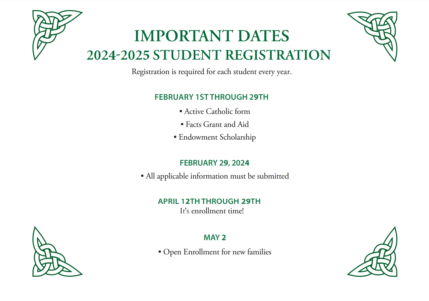 Important Dates